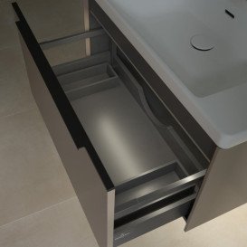 Тумба під раковину Villeroy & Boch Subway 3.0 77,2х42,9 см ДСП/алюміній тауп/чорний вулкан C573L1VM