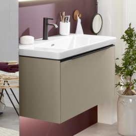 Тумба під раковину Villeroy & Boch Subway 3.0 77,2х42,9 см ДСП/алюміній тауп/чорний вулкан C573L1VM