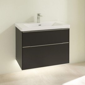 Тумба під раковину Villeroy & Boch Subway 3.0 77,2х57,6 см ДСП/алюміній чорний вулкан C574L0VL