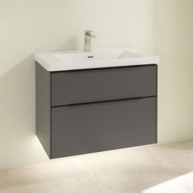 Тумба под раковину Villeroy & Boch Subway 3.0 77,2х57,6 см ДСП/алюминий графит/черный вулкан C574L1VR