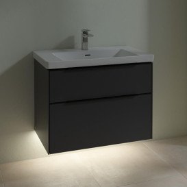 Тумба под раковину Villeroy & Boch Subway 3.0 77,2х57,6 см ДСП/алюминий графит/черный вулкан C574L1VR