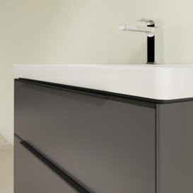 Тумба под раковину Villeroy & Boch Subway 3.0 77,2х57,6 см ДСП/алюминий графит/черный вулкан C574L1VR