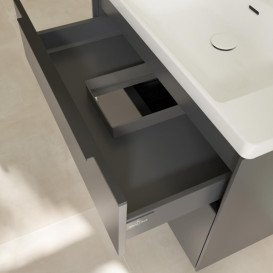 Тумба под раковину Villeroy & Boch Subway 3.0 77,2х57,6 см ДСП/алюминий графит/черный вулкан C574L1VR