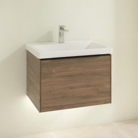 Тумба под раковину Villeroy & Boch Subway 3.0 62,2х42,9 см ДСП/алюминий дуб аризона/черный вулкан C575L1VH