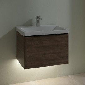 Тумба под раковину Villeroy & Boch Subway 3.0 62,2х42,9 см ДСП/алюминий дуб аризона/черный вулкан C575L1VH