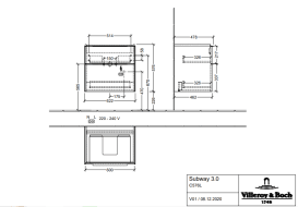 Тумба под раковину Villeroy & Boch Subway 3.0 62,2х57,6 см ДСП/алюминий морской синий/черный вулкан C576L1VQ
