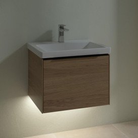 Тумба под раковину Villeroy & Boch Subway 3.0 57,2х42,9 см ДСП/алюминий дуб северный/черный вулкан C577L1VJ