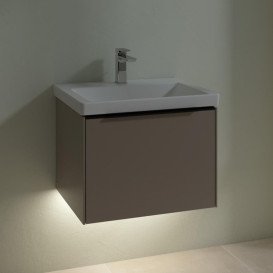 Тумба під раковину Villeroy & Boch Subway 3.0 57,2х42,9 см ДСП/алюміній тауп/чорний вулкан C577L1VM