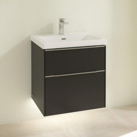 Тумба под раковину Villeroy & Boch Subway 3.0 57,2х57,6 см ДСП/алюминий черный вулкан C578L0VL