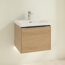 Тумба под раковину Villeroy & Boch Subway 3.0 52,3х42,9 см ДСП/алюминий дуб северный/черный вулкан C579L1VJ