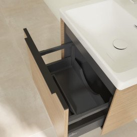 Тумба под раковину Villeroy & Boch Subway 3.0 52,3х42,9 см ДСП/алюминий дуб северный/черный вулкан C579L1VJ