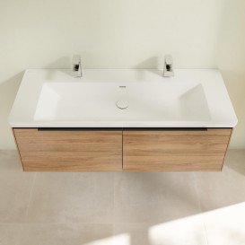 Тумба під раковину Villeroy & Boch Subway 3.0 127,2х42,9 см ДСП/алюміній дуб канзас/чорний вулкан C60101RH