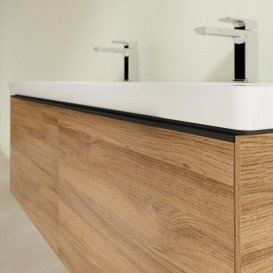 Тумба під раковину Villeroy & Boch Subway 3.0 127,2х42,9 см ДСП/алюміній дуб канзас/чорний вулкан C60101RH