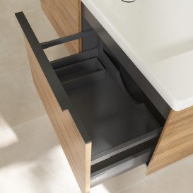 Тумба під раковину Villeroy & Boch Subway 3.0 127,2х42,9 см ДСП/алюміній дуб канзас/чорний вулкан C60101RH