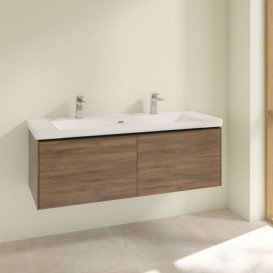 Тумба під раковину Villeroy & Boch Subway 3.0 127,2х42,9 см ДСП/алюміній дуб аризона/чорний вулкан C60101VH