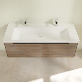 Тумба під раковину Villeroy & Boch Subway 3.0 127,2х42,9 см ДСП/алюміній дуб аризона/чорний вулкан C60101VH