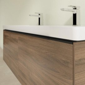 Тумба під раковину Villeroy & Boch Subway 3.0 127,2х42,9 см ДСП/алюміній дуб аризона/чорний вулкан C60101VH