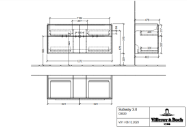 Тумба под раковину Villeroy & Boch Subway 3.0 127,2х57,6 см ДСП/алюминий тауп C60200VM