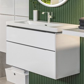 Тумба под раковину Villeroy & Boch Subway 3.0 97,3х57,6 см ДСП/алюминий чистый белый/черный вулкан C57001VF