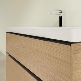 Тумба під раковину Villeroy & Boch Subway 3.0 97,3х57,6 см ДСП/алюміній дуб північний/чорний вулкан C57001VJ