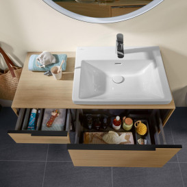 Тумба під раковину Villeroy & Boch Subway 3.0 100х42,3 см ДСП/алюміній дуб північний/чорний вулкан C57101VJ