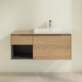 Тумба під раковину Villeroy & Boch Subway 3.0 100х42,3 см ДСП/алюміній дуб північний/чорний вулкан C57101VJ