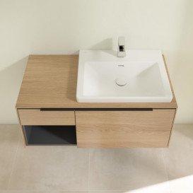 Тумба під раковину Villeroy & Boch Subway 3.0 100х42,3 см ДСП/алюміній дуб північний/чорний вулкан C57101VJ