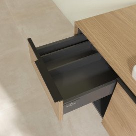 Тумба під раковину Villeroy & Boch Subway 3.0 100х42,3 см ДСП/алюміній дуб північний/чорний вулкан C57101VJ