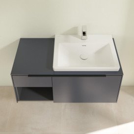 Тумба під раковину Villeroy & Boch Subway 3.0 100х42,3 см ДСП/алюміній морський синій/чорний вулкан C57101VQ