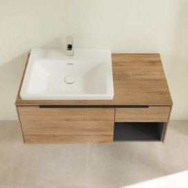 Тумба під раковину Villeroy & Boch Subway 3.0 100х42,3 см ДСП/алюміній дуб канзас/чорний вулкан C57201RH