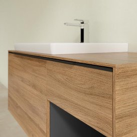 Тумба під раковину Villeroy & Boch Subway 3.0 100х42,3 см ДСП/алюміній дуб канзас/чорний вулкан C57201RH