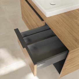 Тумба під раковину Villeroy & Boch Subway 3.0 100х42,3 см ДСП/алюміній дуб канзас/чорний вулкан C57201RH