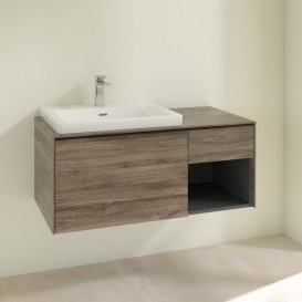 Тумба під раковину Villeroy & Boch Subway 3.0 100х42,3 см ДСП/алюміній дуб кам'яний/чорний вулкан C57201RK