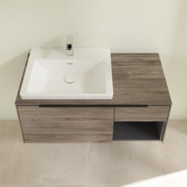 Тумба під раковину Villeroy & Boch Subway 3.0 100х42,3 см ДСП/алюміній дуб кам'яний/чорний вулкан C57201RK