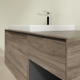 Тумба під раковину Villeroy & Boch Subway 3.0 100х42,3 см ДСП/алюміній дуб кам'яний/чорний вулкан C57201RK