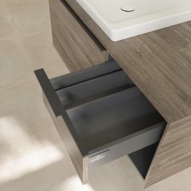 Тумба під раковину Villeroy & Boch Subway 3.0 100х42,3 см ДСП/алюміній дуб кам'яний/чорний вулкан C57201RK