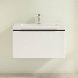 Тумба под раковину Villeroy & Boch Subway 3.0 77,2х42,9 см ДСП/алюминий белый бриллиант/черный вулкан C57301VE