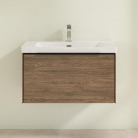 Тумба под раковину Villeroy & Boch Subway 3.0 77,2х42,9 см ДСП/алюминий дуб аризона/черный вулкан C57301VH