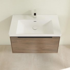 Тумба под раковину Villeroy & Boch Subway 3.0 77,2х42,9 см ДСП/алюминий дуб аризона/черный вулкан C57301VH