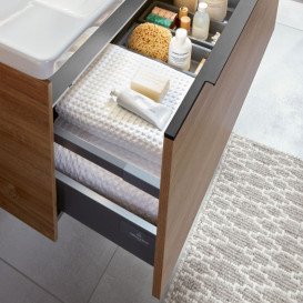 Тумба под раковину Villeroy & Boch Subway 3.0 77,2х42,9 см ДСП/алюминий дуб северный/черный вулкан C57301VJ