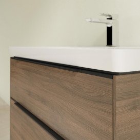 Тумба под раковину Villeroy & Boch Subway 3.0 77,2х57,6 см ДСП/алюминий дуб аризона/черный вулкан C57401VH