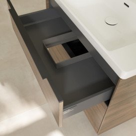 Тумба под раковину Villeroy & Boch Subway 3.0 77,2х57,6 см ДСП/алюминий дуб аризона/черный вулкан C57401VH