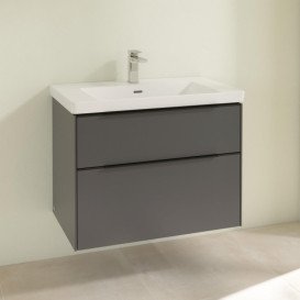 Тумба под раковину Villeroy & Boch Subway 3.0 77,2х57,6 см ДСП/алюминий графит/черный вулкан C57401VR