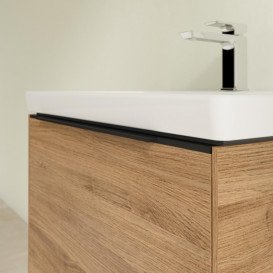 Тумба под раковину Villeroy & Boch Subway 3.0 62,2х42,9 см ДСП/алюминий дуб канзас/черный вулкан C57501RH