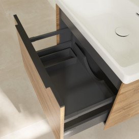 Тумба под раковину Villeroy & Boch Subway 3.0 62,2х42,9 см ДСП/алюминий дуб канзас/черный вулкан C57501RH