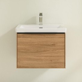 Тумба под раковину Villeroy & Boch Subway 3.0 57,2х42,9 см ДСП/алюминий дуб канзас/черный вулкан C57701RH