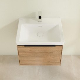 Тумба под раковину Villeroy & Boch Subway 3.0 57,2х42,9 см ДСП/алюминий дуб канзас/черный вулкан C57701RH