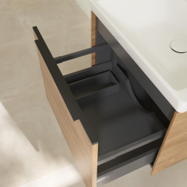 Тумба под раковину Villeroy & Boch Subway 3.0 57,2х42,9 см ДСП/алюминий дуб канзас/черный вулкан C57701RH