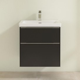 Тумба під раковину Villeroy & Boch Subway 3.0 57,2х57,6 см ДСП/алюміній чорний вулкан C57800VL