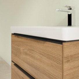 Тумба под раковину Villeroy & Boch Subway 3.0 57,2х57,6 см ДСП/алюминий дуб канзас/черный вулкан C57801RH